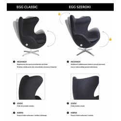 Fotel inspirowany projektem Egg szeroki (tkanina wełniana)