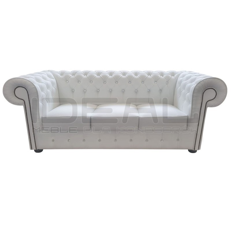 Sofa Chesterfield Prestige 3 z kryształkami skóra