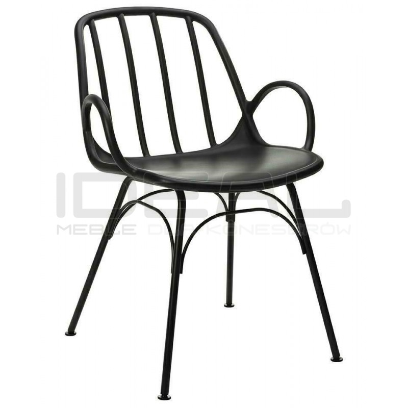 Krzesło czarne z podłokietnikami Casteria