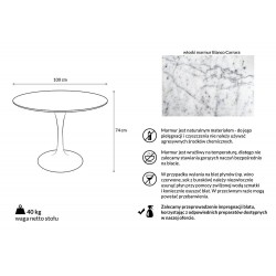 Stół inspirowany projektem Tulip z blatem z marmuru