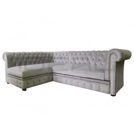 Narożnik Chesterfield Normal Relax bez boku z funkcją spania z kryształkami 180x260
