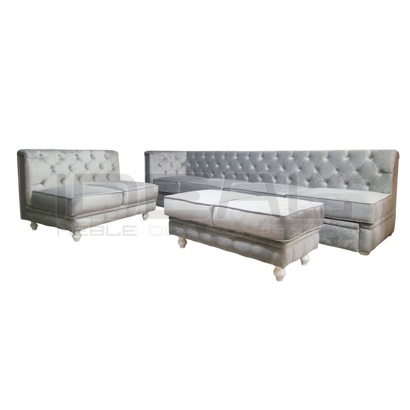 Narożnik modułowy chesterfield Celebrity z funkcją spania 195x300