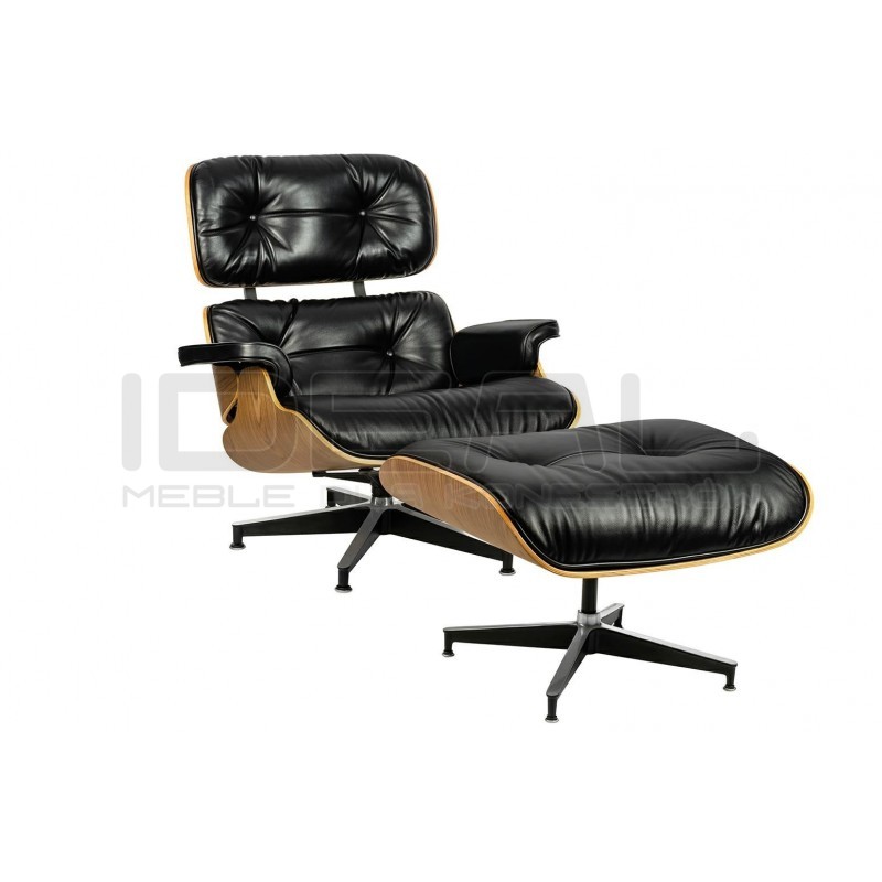 Fotel Bauhaus Lounge HM Soft Premium Szeroki z podnóżkiem - sklejka orzech