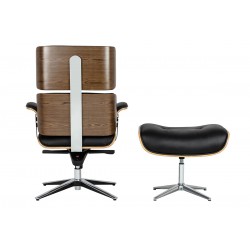 Fotel biurowy Bauhaus Lounge Business z podnóżkiem - sklejka orzech