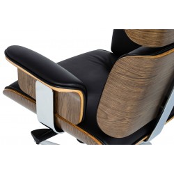 Fotel biurowy Bauhaus Lounge Business z podnóżkiem - sklejka orzech