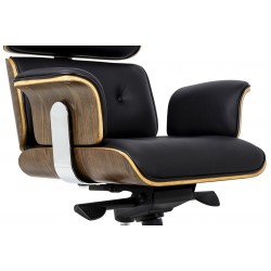 Fotel biurowy Bauhaus Lounge Business z podnóżkiem - sklejka orzech