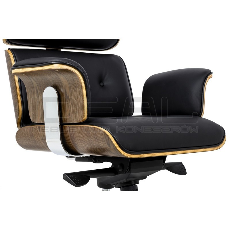 Fotel biurowy Bauhaus Lounge Business z podnóżkiem - sklejka orzech