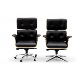 Fotel biurowy Bauhaus Lounge Business z podnóżkiem - sklejka orzech