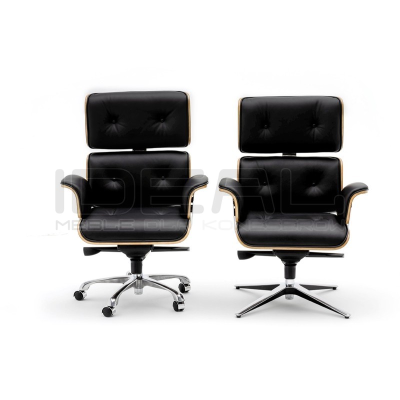 Fotel biurowy Bauhaus Lounge Business z podnóżkiem - sklejka orzech