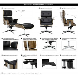 Fotel biurowy Bauhaus Lounge Business z podnóżkiem - sklejka orzech