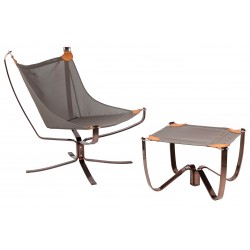 Fotel bauhaus ARNI LOW z podnóżkiem