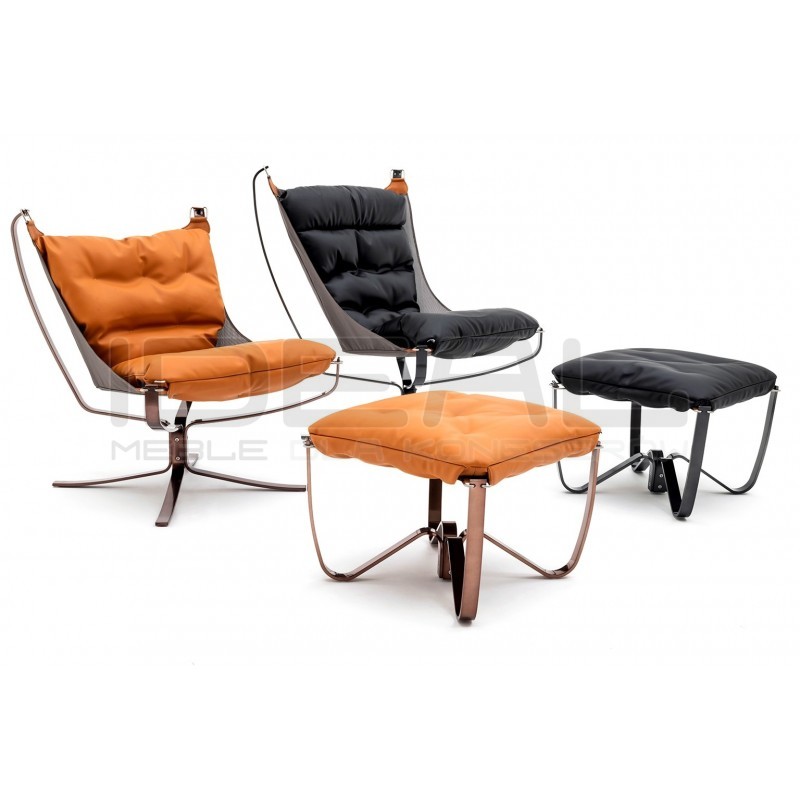 Fotel bauhaus ARNI LOW z podnóżkiem