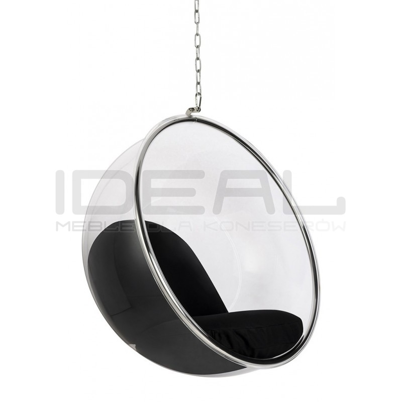 Fotel wiszący glamour BUBBLE chrom - poduszka wełna