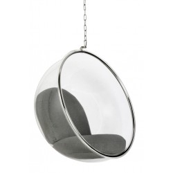 Fotel wiszący glamour BUBBLE chrom - poduszka wełna