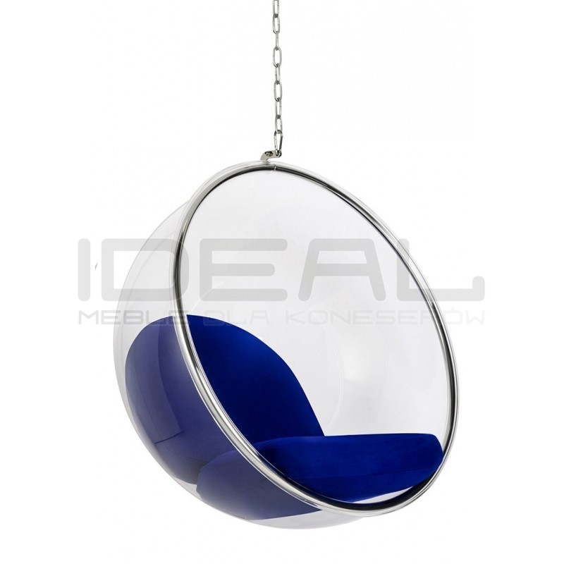 Fotel wiszący glamour BUBBLE chrom - poduszka wełna