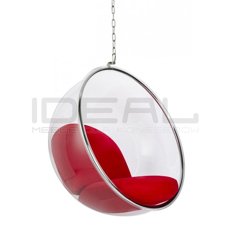 Fotel wiszący glamour BUBBLE chrom - poduszka wełna