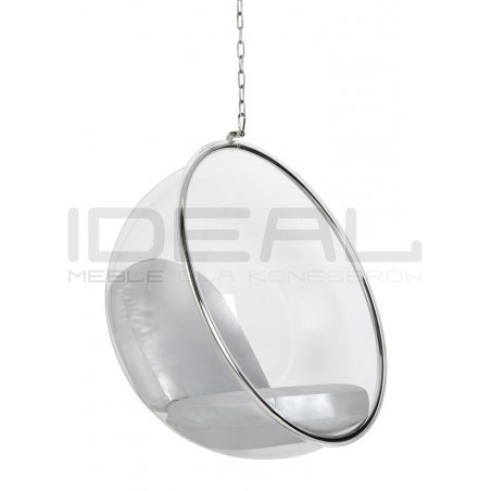 Fotel wiszący glamour BUBBLE chrom - poduszka ekoskóra