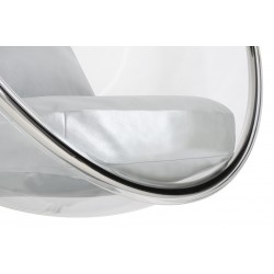 Fotel wiszący glamour BUBBLE chrom - poduszka ekoskóra