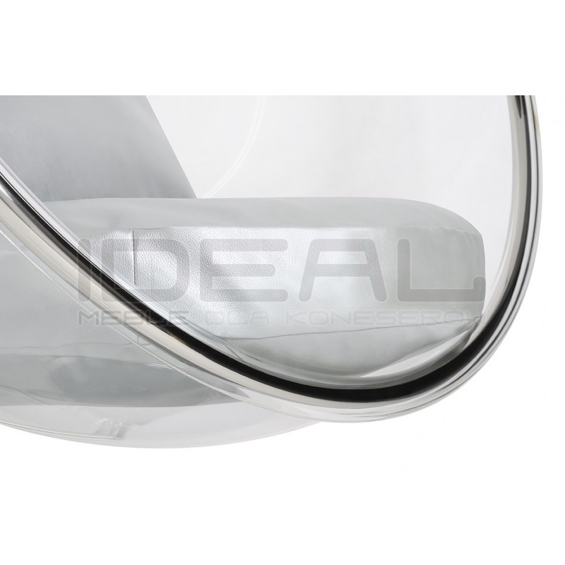 Fotel wiszący glamour BUBBLE chrom - poduszka ekoskóra