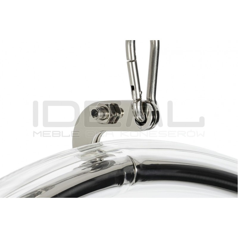 Fotel wiszący glamour BUBBLE chrom - poduszka ekoskóra