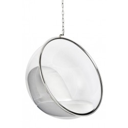 Fotel wiszący glamour BUBBLE chrom - poduszka ekoskóra