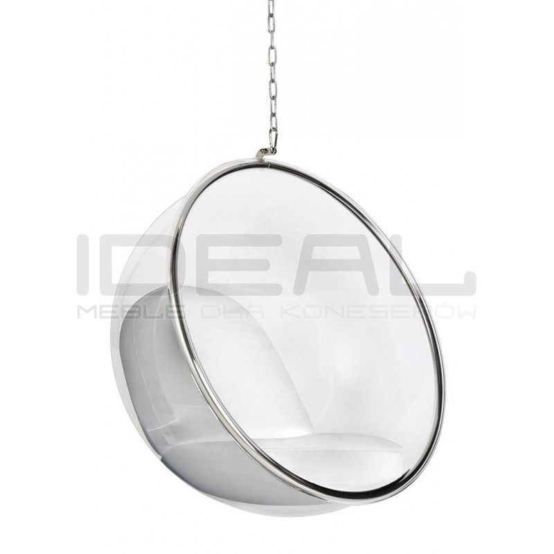 Fotel wiszący glamour BUBBLE chrom - poduszka ekoskóra