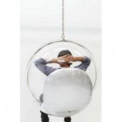 Fotel wiszący glamour BUBBLE chrom - poduszka ekoskóra