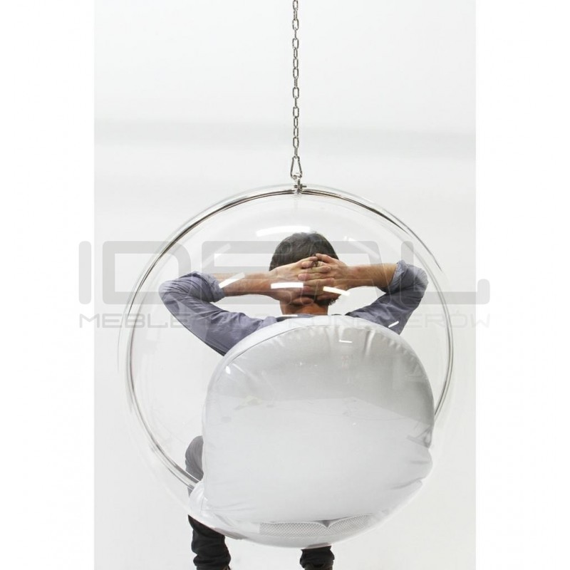 Fotel wiszący glamour BUBBLE chrom - poduszka ekoskóra
