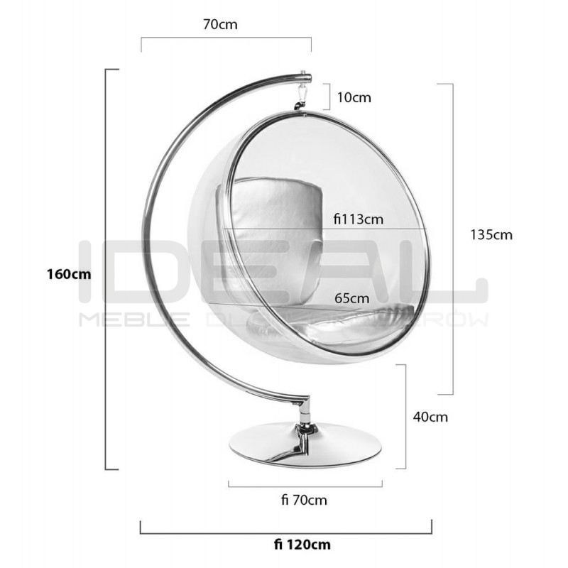 Fotel glamour bubble Stand chrom - poduszka wełna