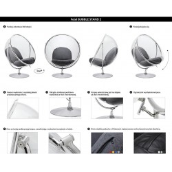 Fotel glamour bubble Stand 2 chrom - poduszka ekoskóra