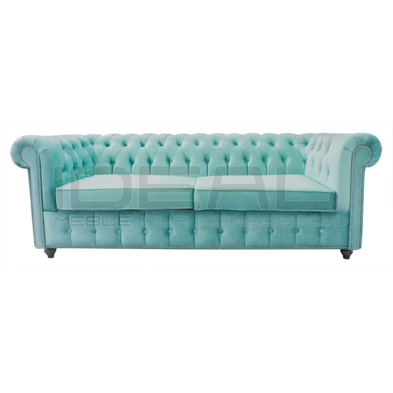 Sofa rozkładana chesterfield Canon z funkcją spania codziennego 3 osobowa chesterfield kanapa