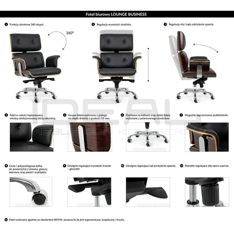 Fotel biurowy Bauhaus Lounge Business - sklejka róża