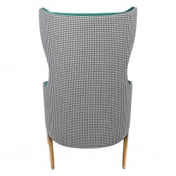 Fotel Uszak HAMPTON VELVET pepitka biało - czarna