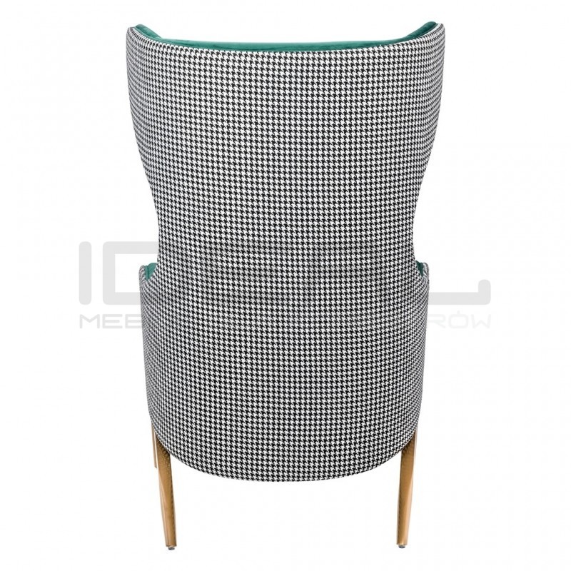 Fotel Uszak HAMPTON VELVET pepitka biało - czarna