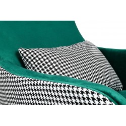 Fotel Uszak HAMPTON VELVET pepitka biało - czarna