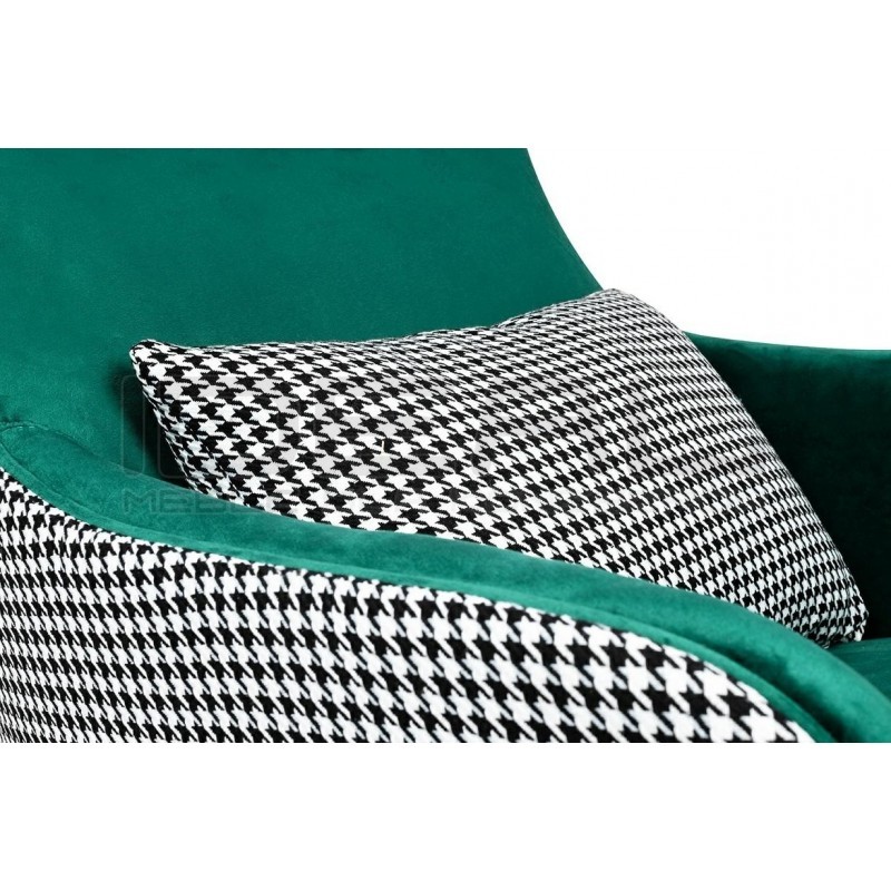 Fotel Uszak HAMPTON VELVET pepitka biało - czarna