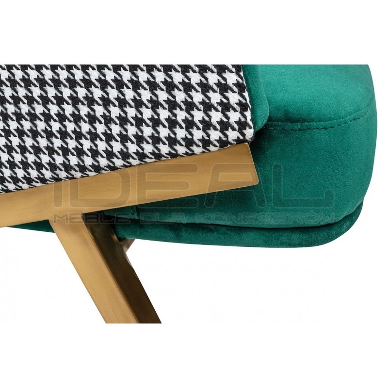 Fotel Uszak HAMPTON VELVET pepitka biało - czarna