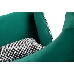 Fotel Uszak HAMPTON VELVET pepitka biało - czarna