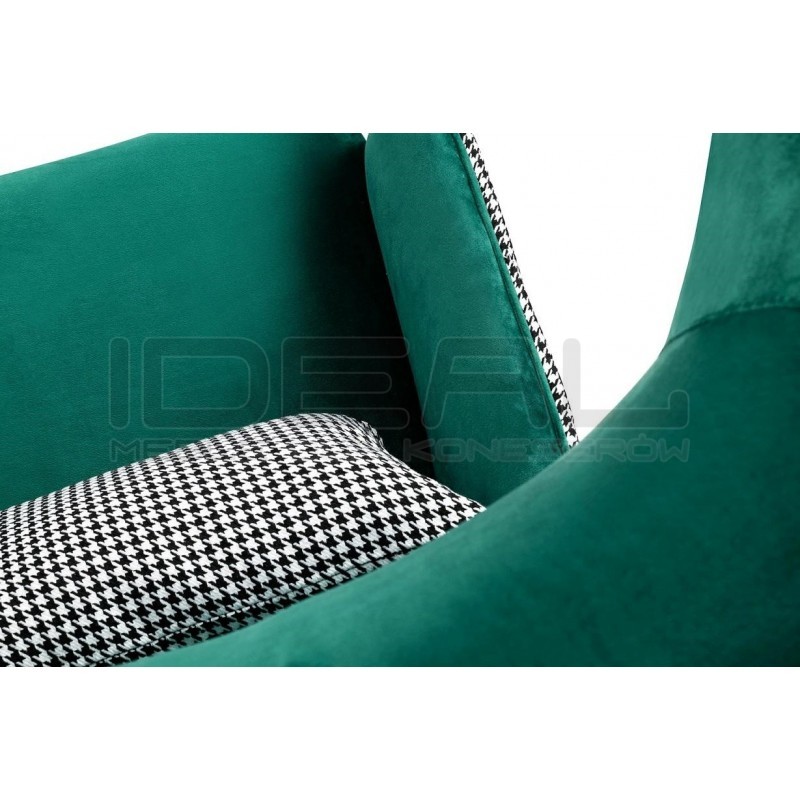 Fotel Uszak HAMPTON VELVET pepitka biało - czarna