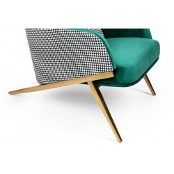 Fotel Uszak HAMPTON VELVET pepitka biało - czarna