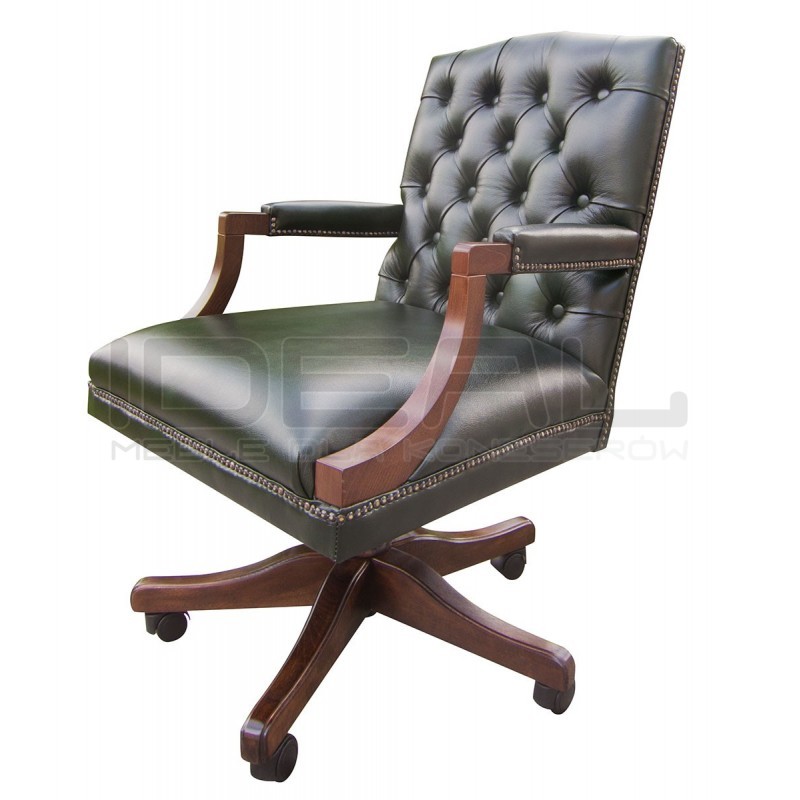 Fotel biurowy chesterfield Morall w skórze