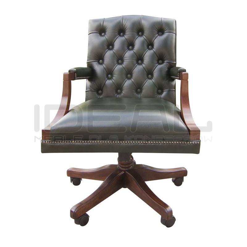 Fotel biurowy chesterfield Morall w skórze
