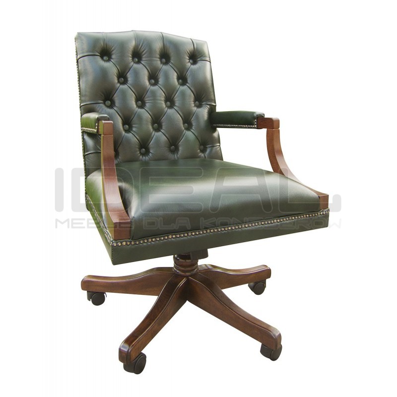Fotel biurowy chesterfield Morall w skórze