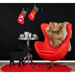 Fotel Inspirowany Projektem Egg Szeroki (ekoskóra) srebrna podstawa