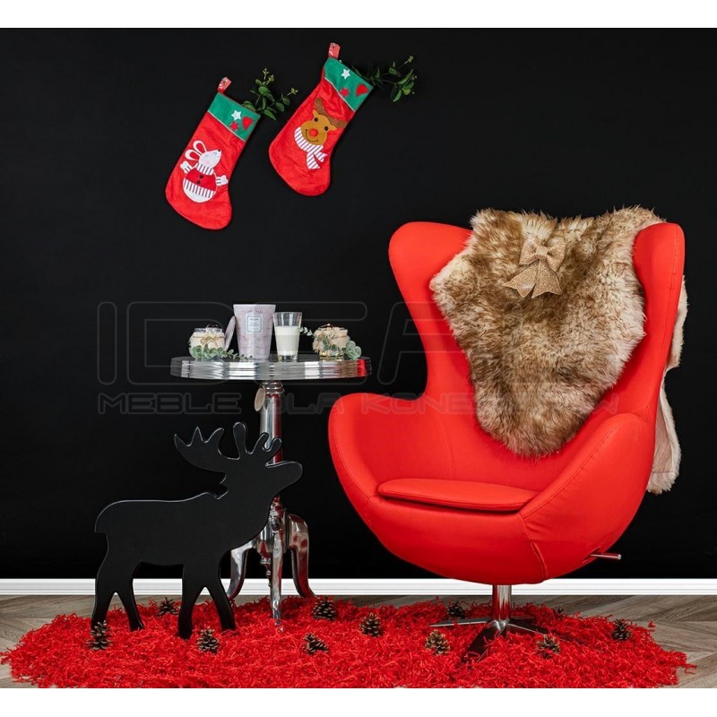 Fotel Inspirowany Projektem Egg Szeroki (ekoskóra) srebrna podstawa