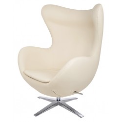 Fotel Inspirowany Projektem Egg Szeroki (ekoskóra) srebrna podstawa