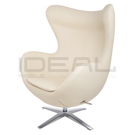 Fotel Inspirowany Projektem Egg Szeroki (ekoskóra) srebrna podstawa
