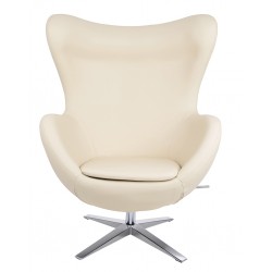 Fotel Inspirowany Projektem Egg Szeroki (ekoskóra) srebrna podstawa