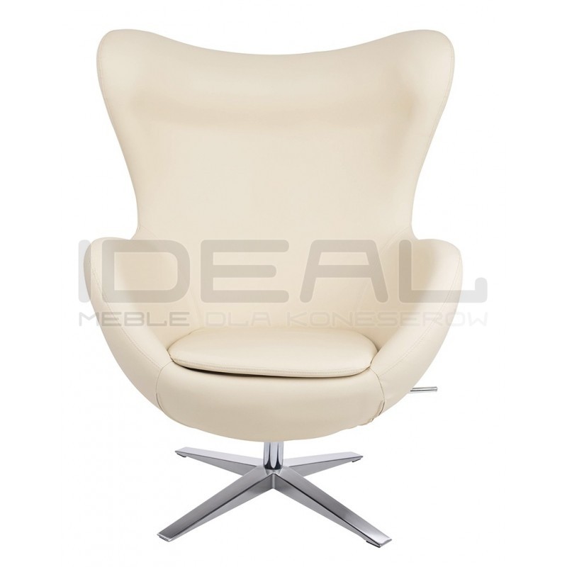 Fotel Inspirowany Projektem Egg Szeroki (ekoskóra) srebrna podstawa