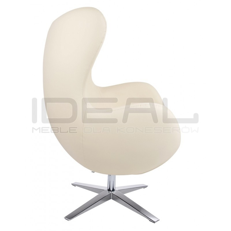 Fotel Inspirowany Projektem Egg Szeroki (ekoskóra) srebrna podstawa